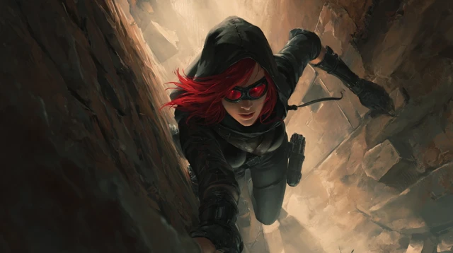 DND Rogue Redhead Fight Scene Art