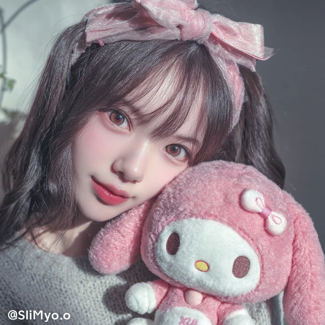 Kawaii Girl with My Melody Plush Aesthetic Photo
