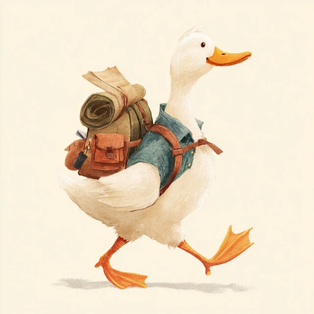 Adventurous Duck With Backpack Going on an Adventure
