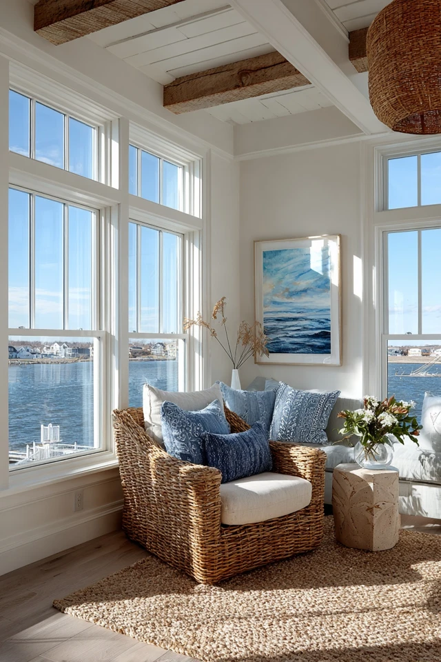 Coastal Cottage Living Room Design