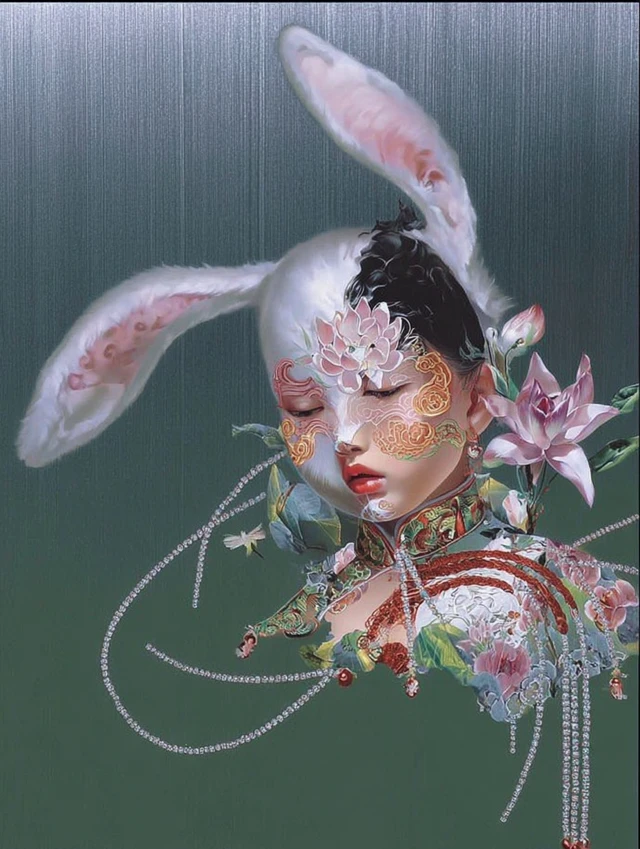 Rabbit Girl Portrait Chinese Inspired Art