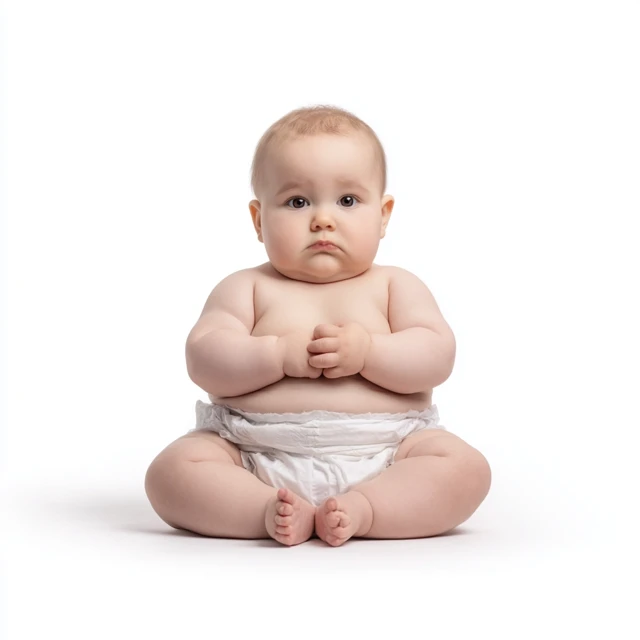Overweight Baby Portrait Rolls and Folds in Nappy