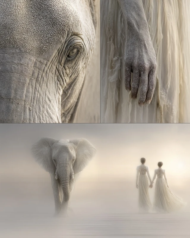 Surreal Elephant Triptych Fine Art Print