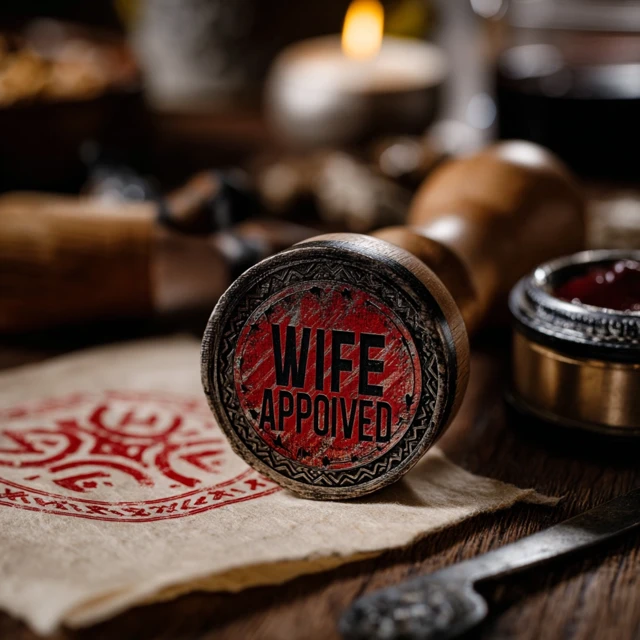 WIFE APPROVED Rubber Stamp Vintage Style Design