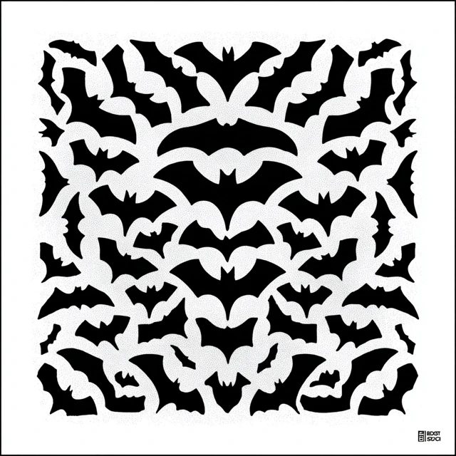 Bat Wing Pattern Stencil Style Art