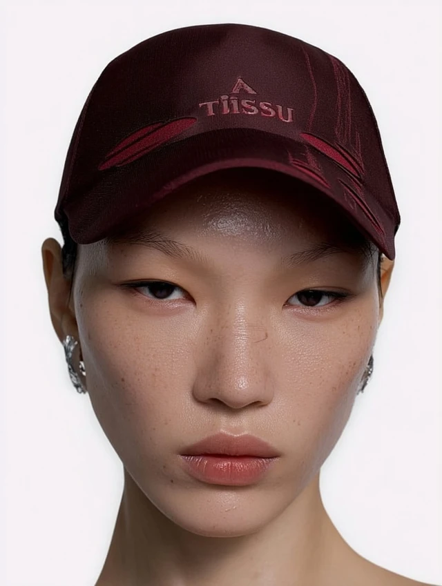 Fashionable Model in Futuristic Cap and Dress