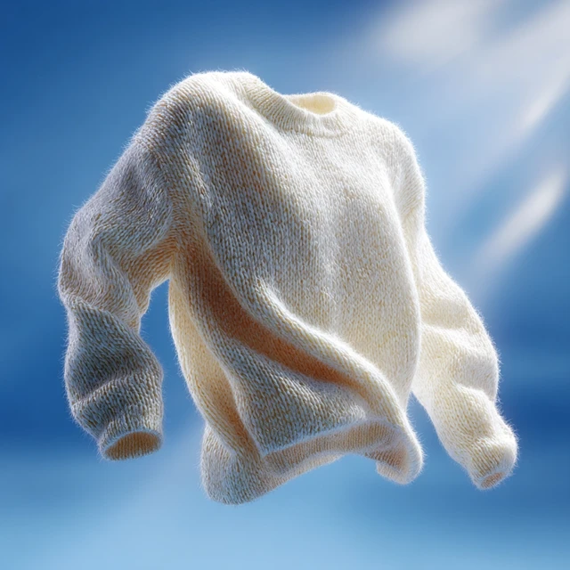 Luxury White Wool Sweater Floating MidAir