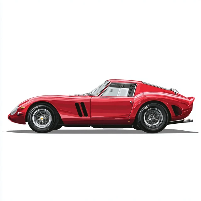 Red Ferrari 250 GTO Cartoon Illustration