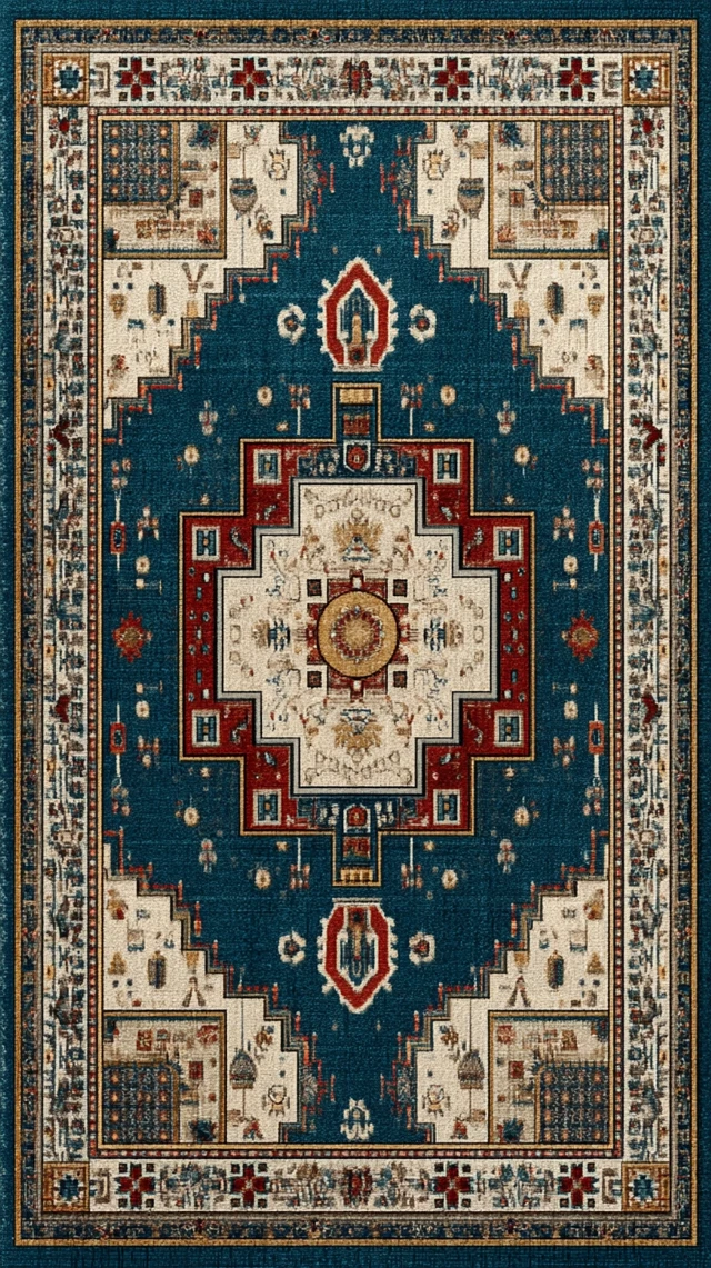 Blue Persian Rug Pattern Design
