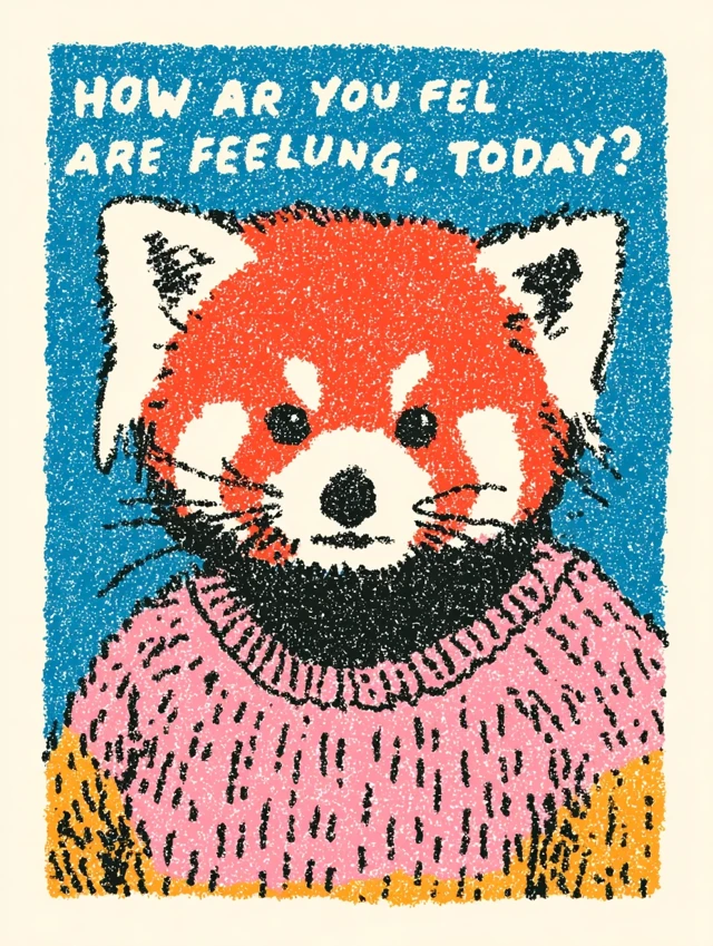 Cute Red Panda Illustration Gouache Art