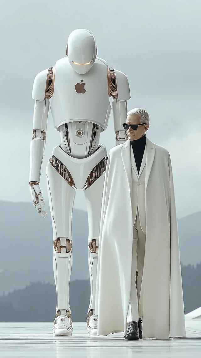 Tim Cook and Robot Apple Futuristic Vision
