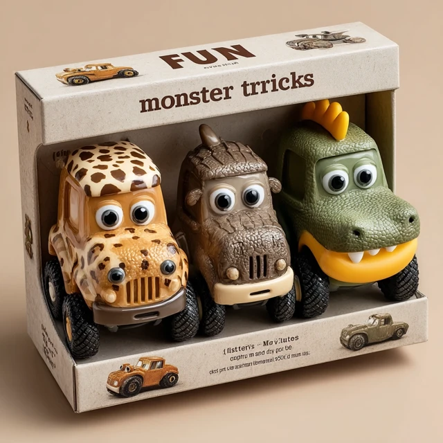 Monster Truck Toy Set for Kids - Fun Cartoon Trucks