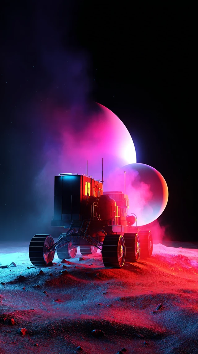 Space Rover on a Red Planet 3D Animation