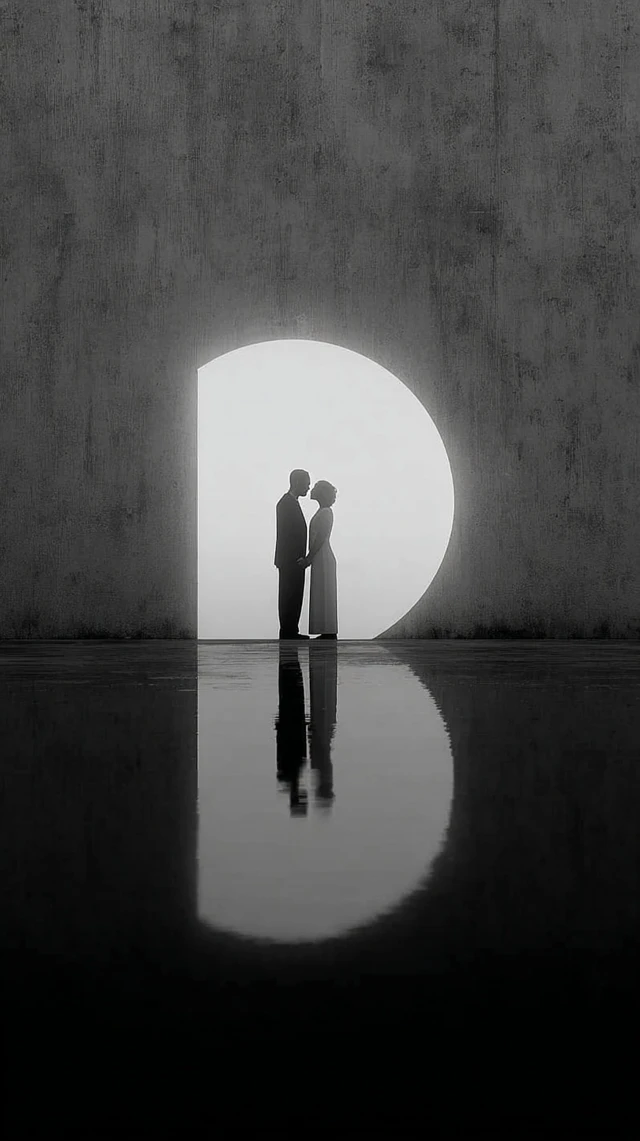 Minimalist Lovers Kissing Black and White Photography