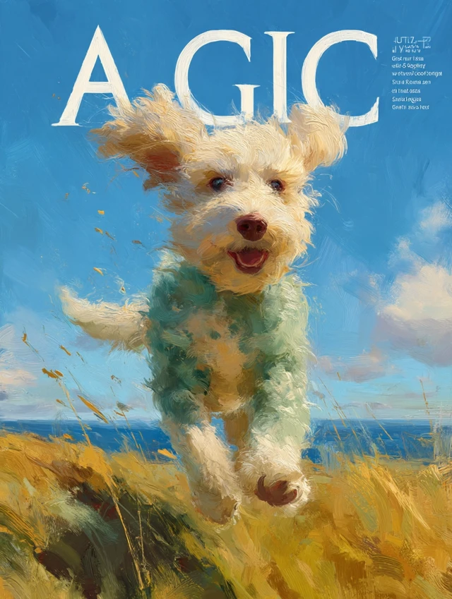 AIGC Art Magazine Cover Dog Running