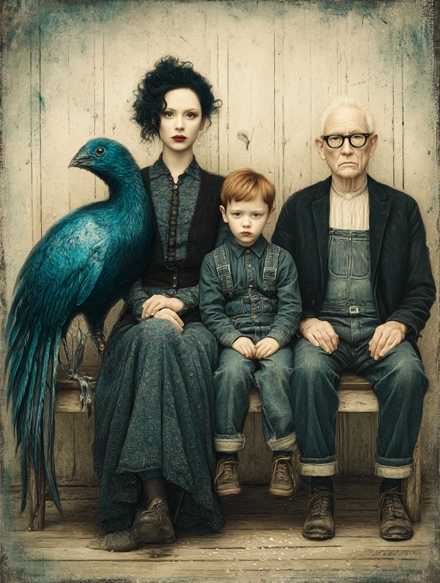 Quirky Family Portrait Surreal Art