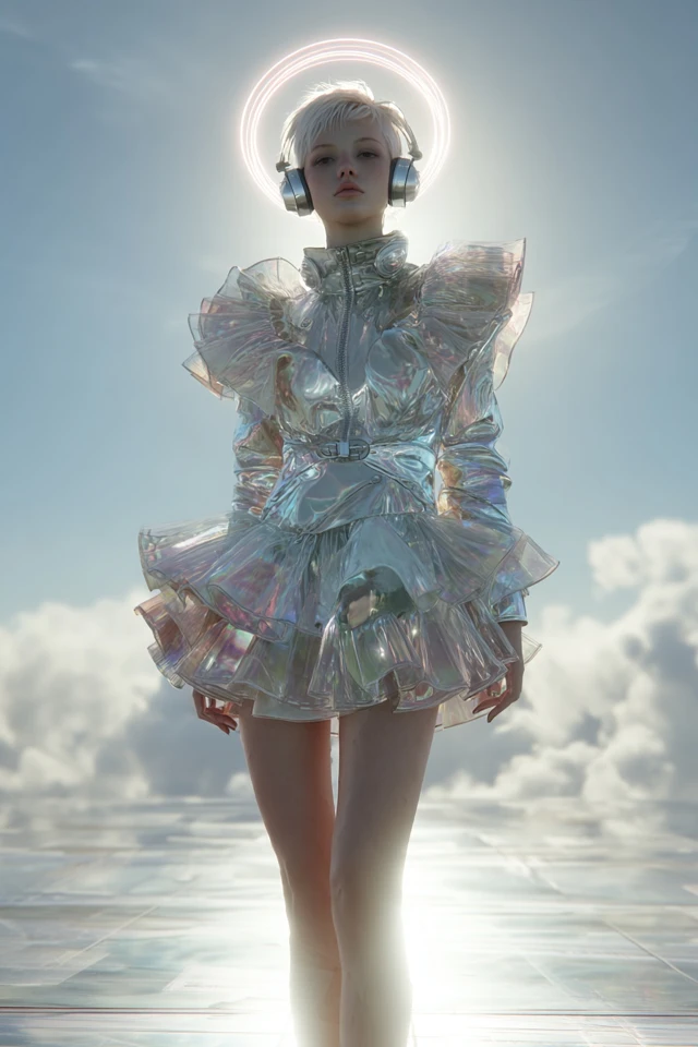 Futuristic Fashion Model in CyberVictorian Dream