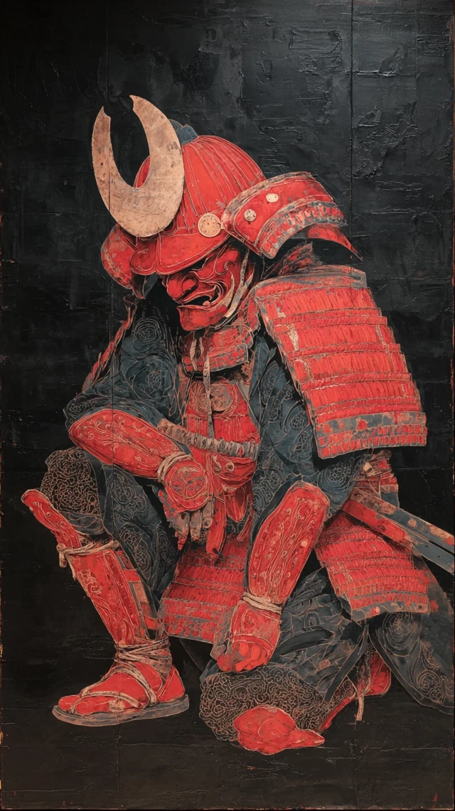 Japanese Samurai Armor Painting Museum Style