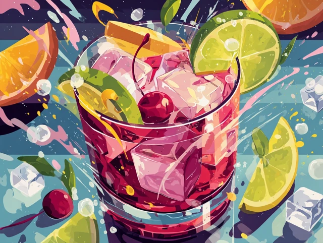 Cosmopolitan Cocktail Cartoon Illustration