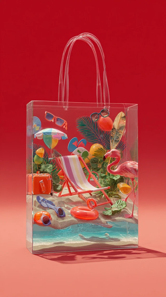 Summer Vacation Shopping Bag Red Acrylic Style