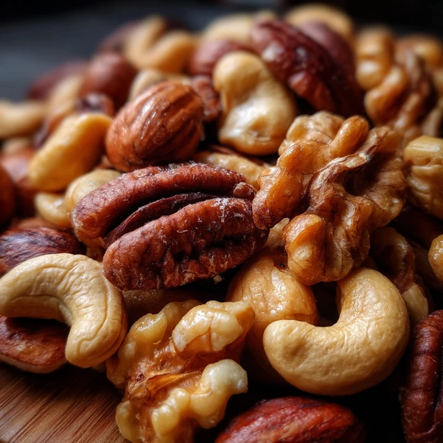 Delicious Close Up of Mixed Nuts Cashews Walnuts