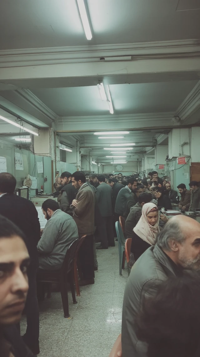 Crowded Iranian Regulatory Office Interior