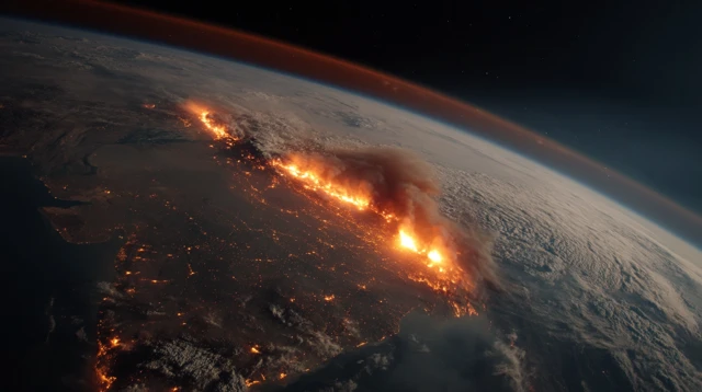 Earth Ablaze Fire From Space Destroys India