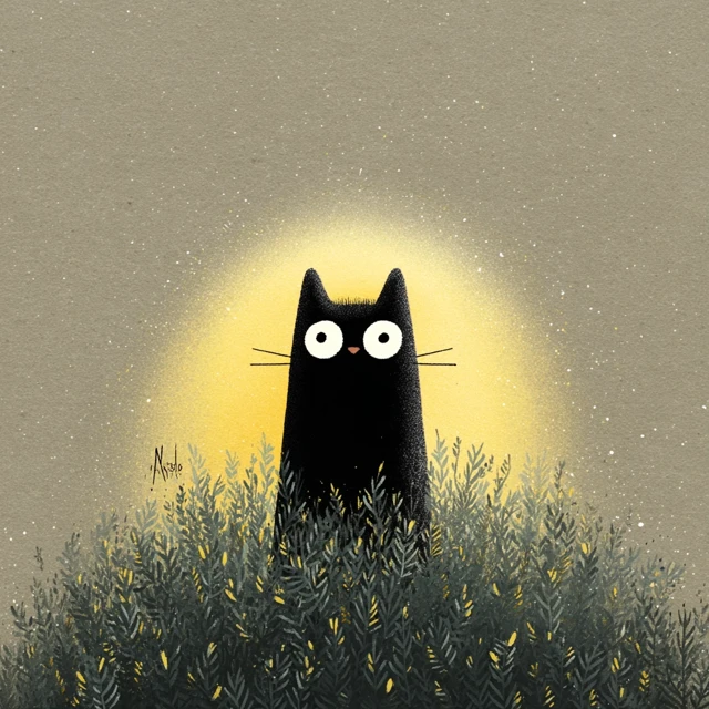Black Cat Illustration Brave the Unknown Childrens Art