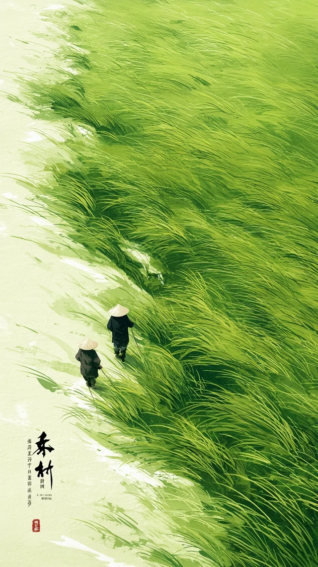 Chinese Farmers in Wheat Field Art by Zhang Daqian
