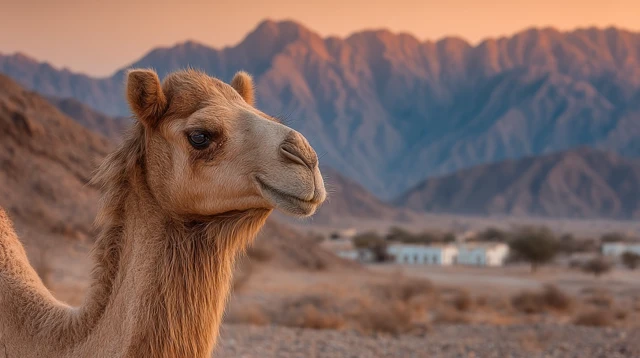 Camel in Saudi Arabia Desert Landscape
