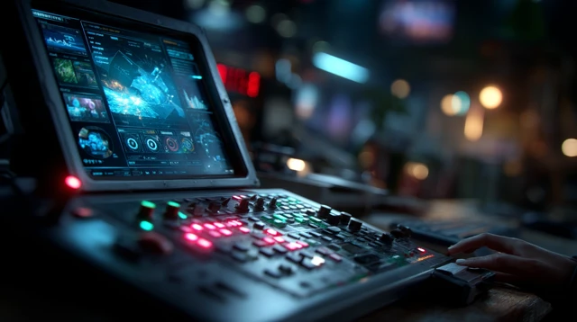 Cyberpunk Control Room - IoT Devices and Surveillance