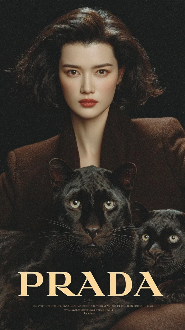 Prada Fashion Shoot Woman with Panthers Luxury Aesthetic