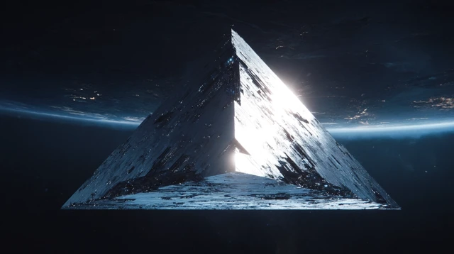 Triangle Spaceship in Space: Sci-Fi Reverie