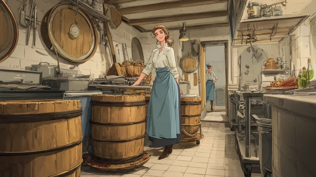 Margery the Brewer Enters the Kitchen Cartoon