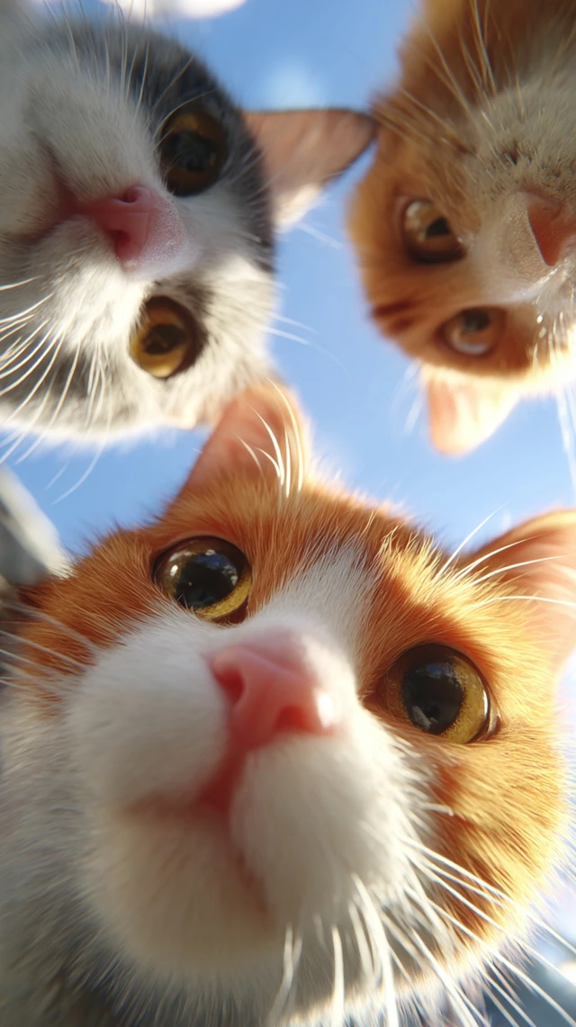 Cute Cats Looking Down Close Up Shot