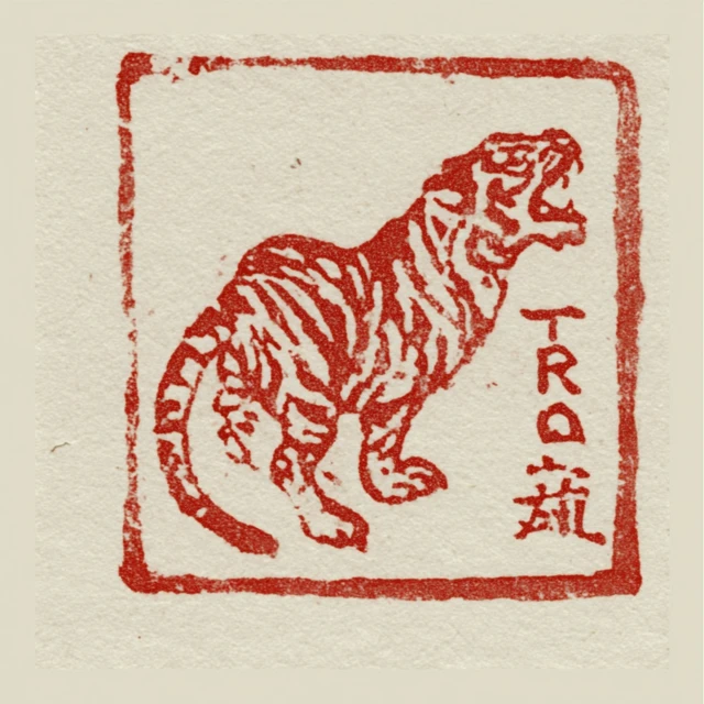 Tiger Stamp Art Traditional Design