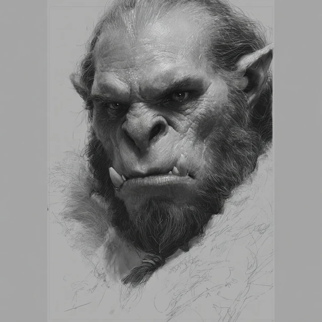 Orc Lion Fantasy Portrait Painting Sketch