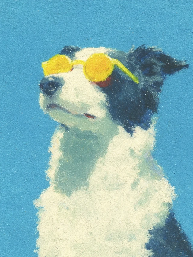 Cool Border Collie Dog in Sunglasses Painting