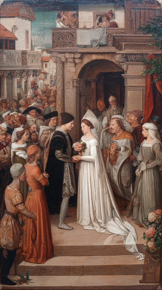 Renaissance Wedding Painting Couple Ceremony Art