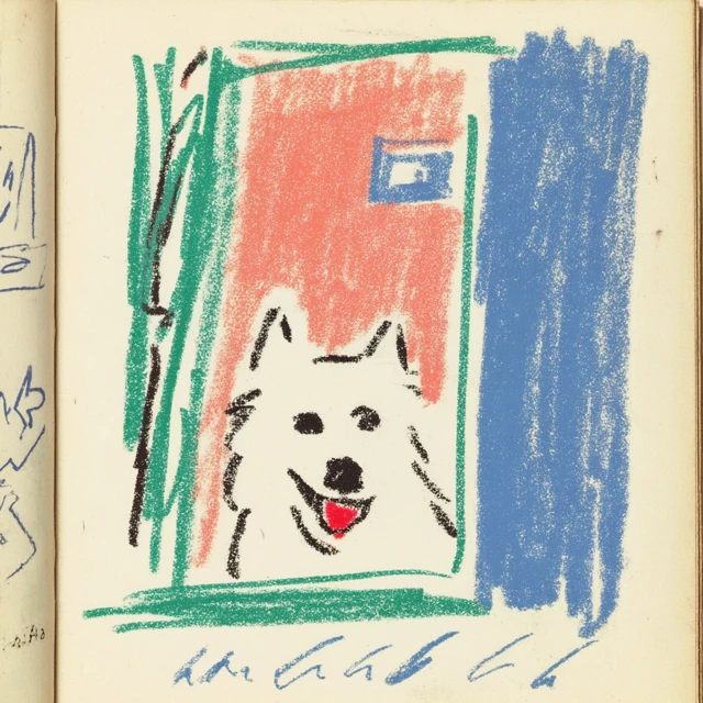 Happy Samoyed Hand Drawn Art