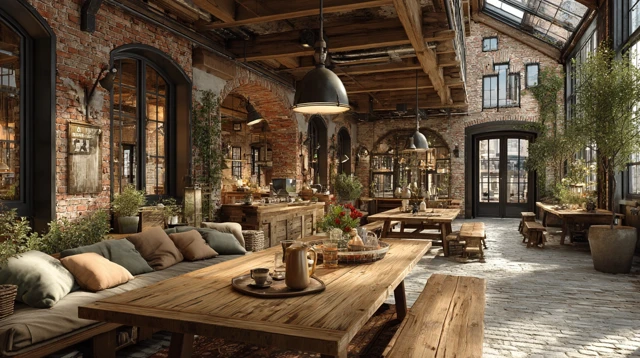 Rustic Loft Cafe Interior Design