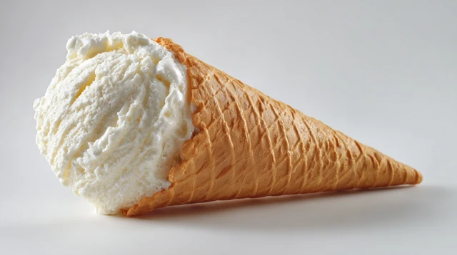 Delicious Vanilla Ice Cream Cone Dessert Treat