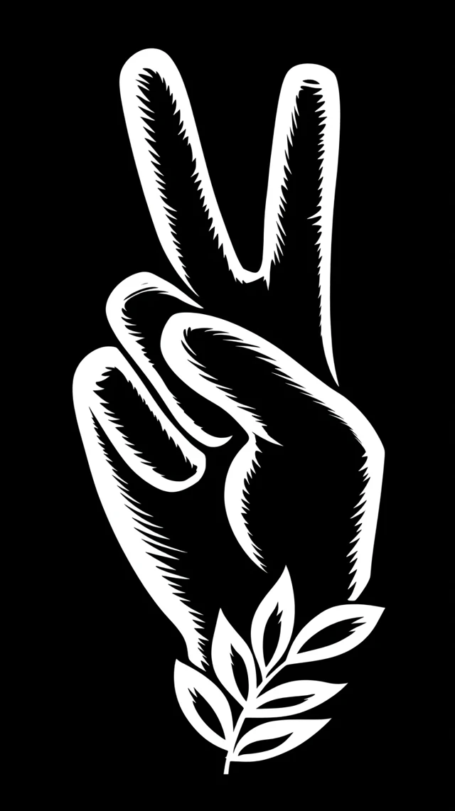 Peace Sign Silhouette Vector Illustration