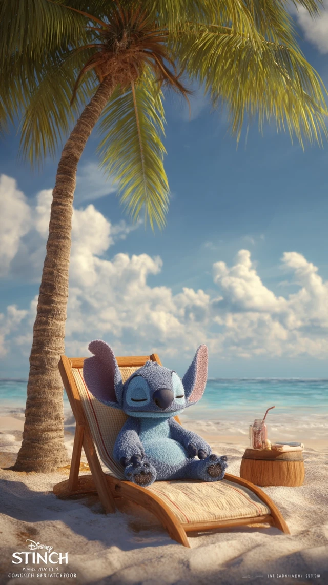 Stitch Relaxing on a Beach Holiday