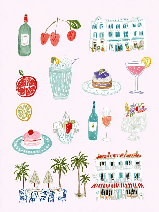 Hand Drawn Wedding Summer Europe Illustrations