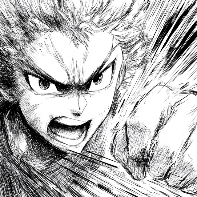 Intense Anime Character Action Scene