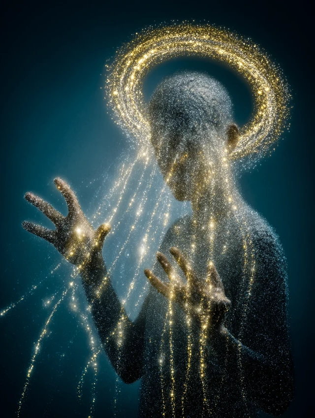 Ethereal Figure with Halo and Light Photography