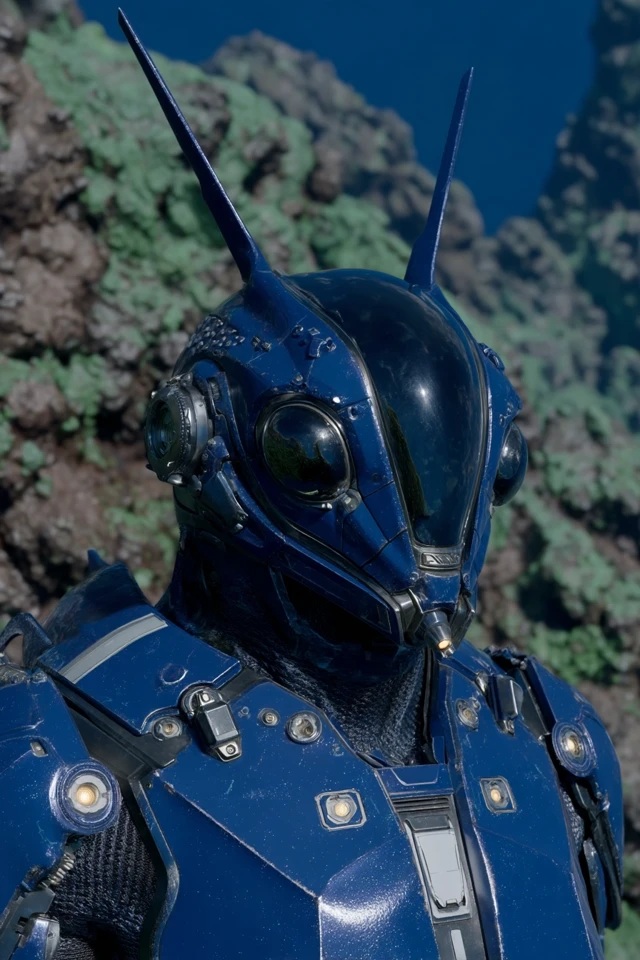 Futuristic Bee Suit 3D Render Cosmic Aura Space