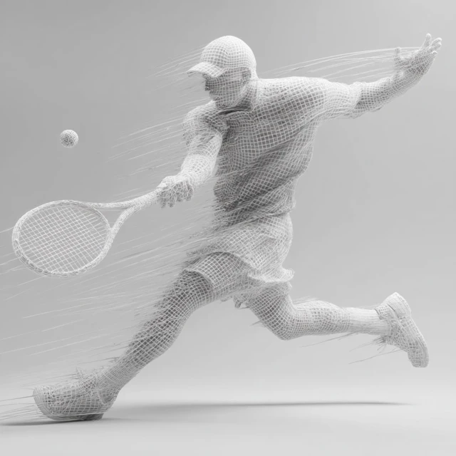 3D Tennis Player White Model