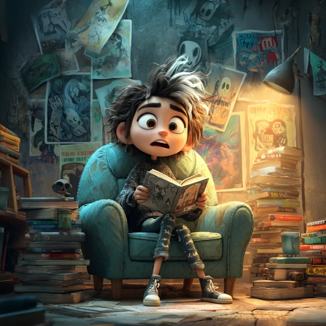 Spooky Storytime Pixar Inspired Character Illustration